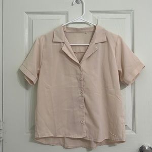 Lightweight Creme Short Sleeve button up